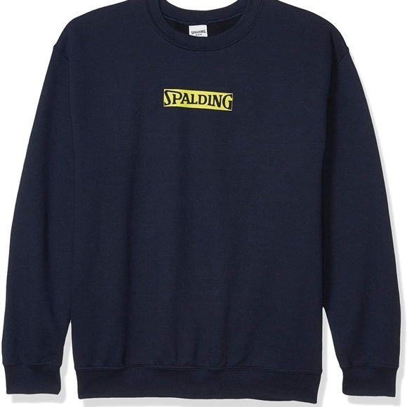 SPALDING MEN'S NAVY LOGO CREWNECK COTTON FLEECE SWEATSHIRT - Picture 8 of 11